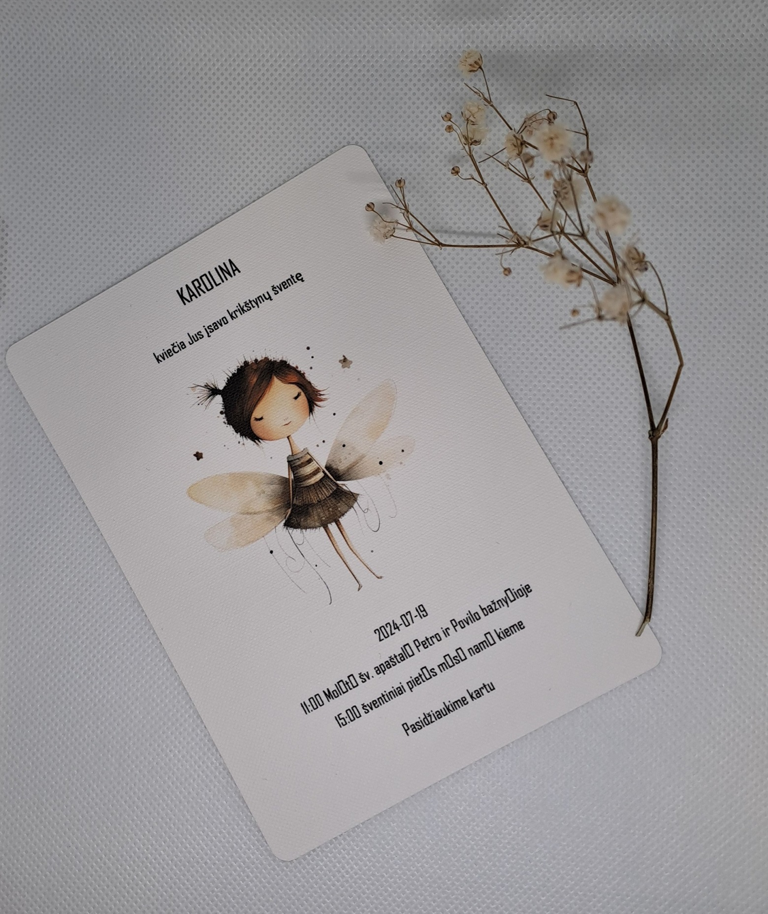 Krikštynų kvietimas KAROLINA