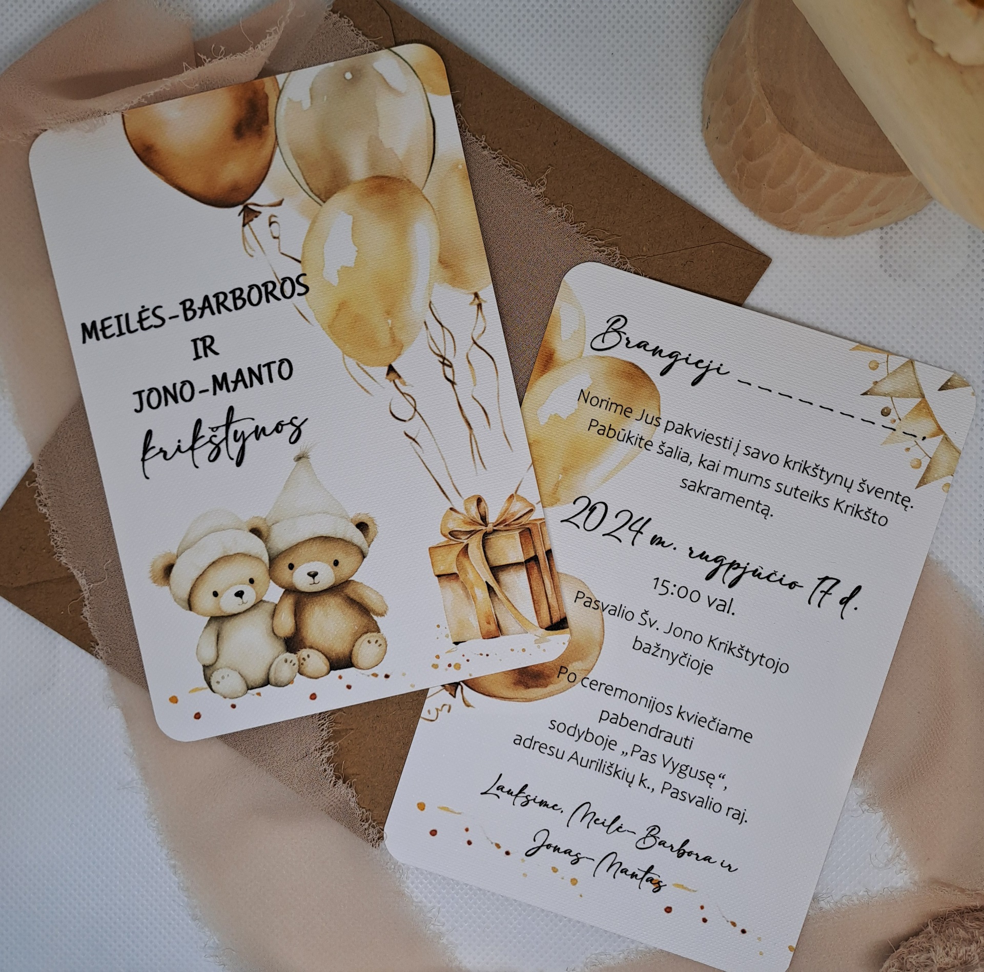 Krikštynų kvietimas dvynukams