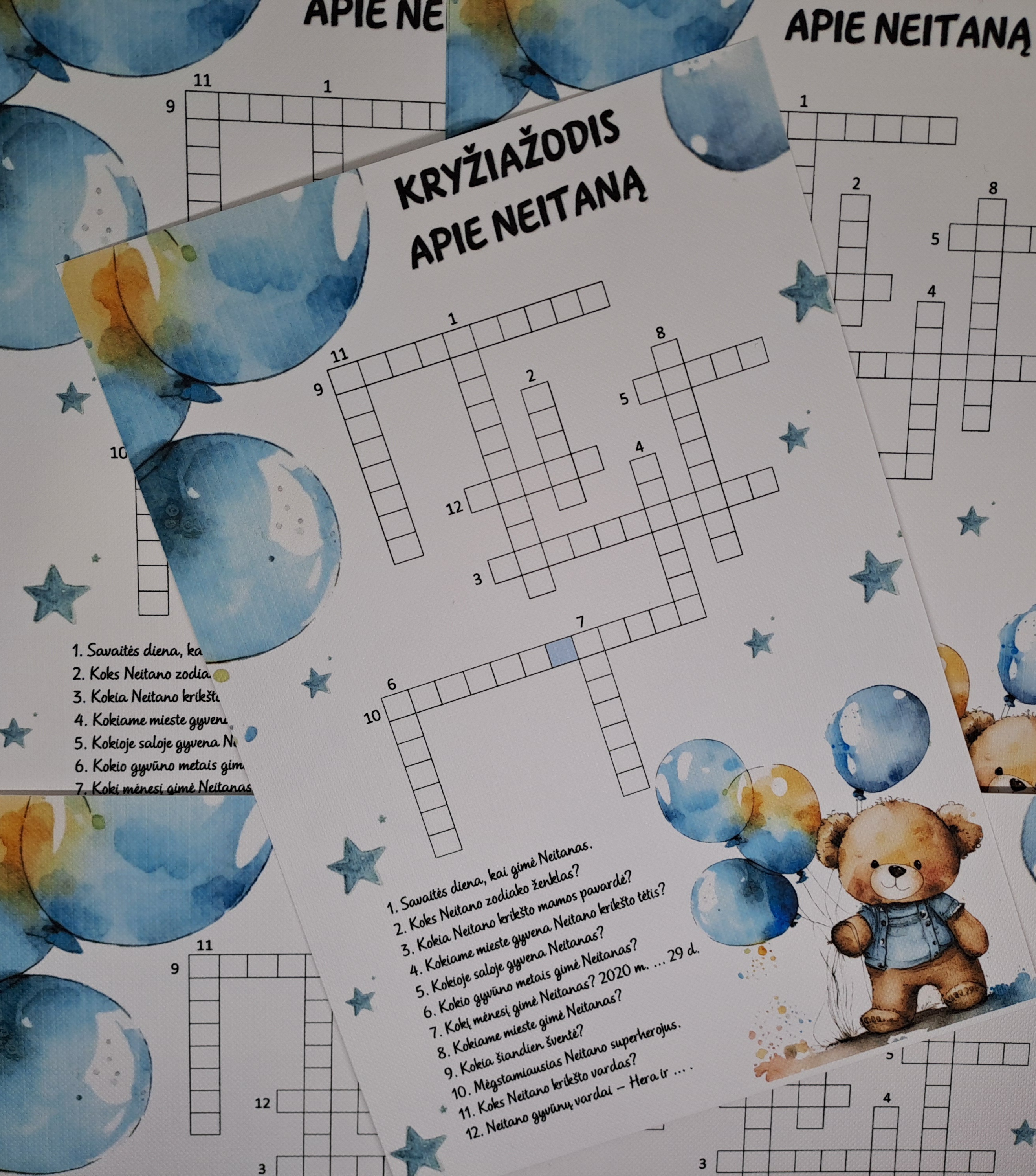 Krikštynų kryžiažodis MĖLYNAS MEŠKIUKAS