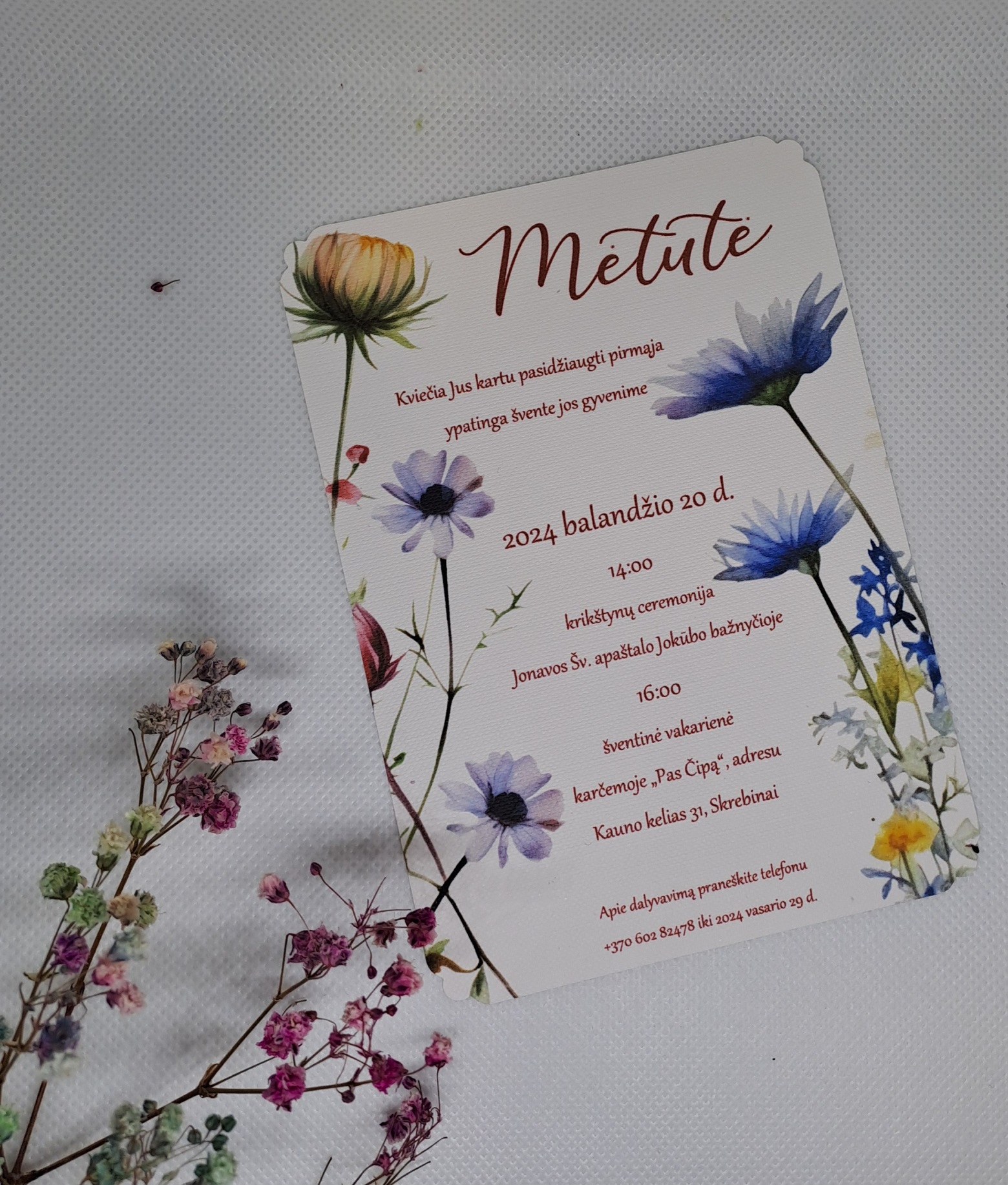 Krikštynų kvietimas MĖTUTĖ