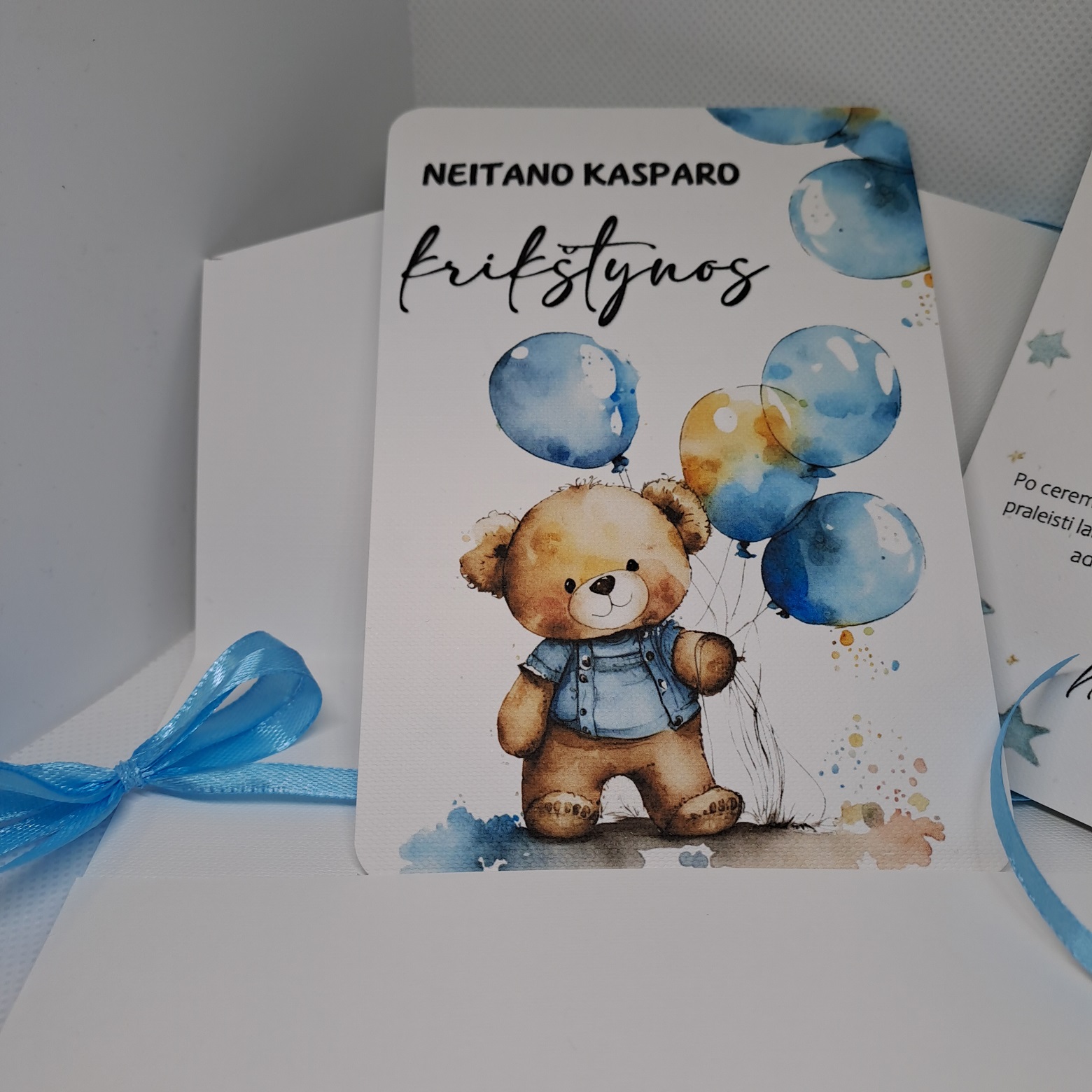 Krikštynų kvietimas MĖLYNAS MEŠKIUKAS