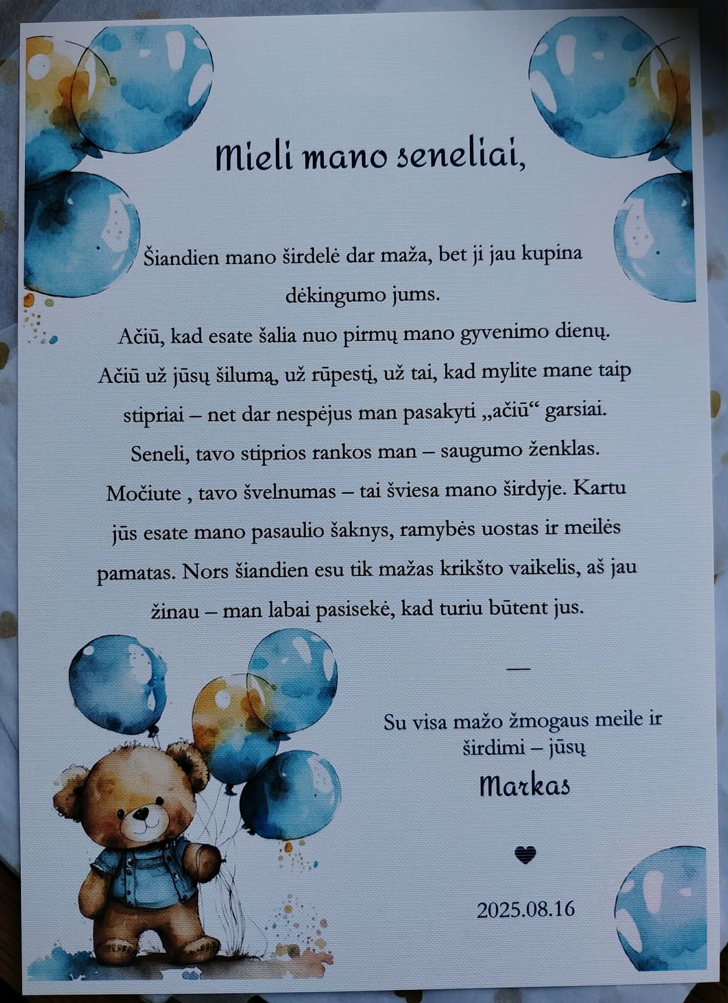 Padėka seneliams IŠ ŠIRDIES