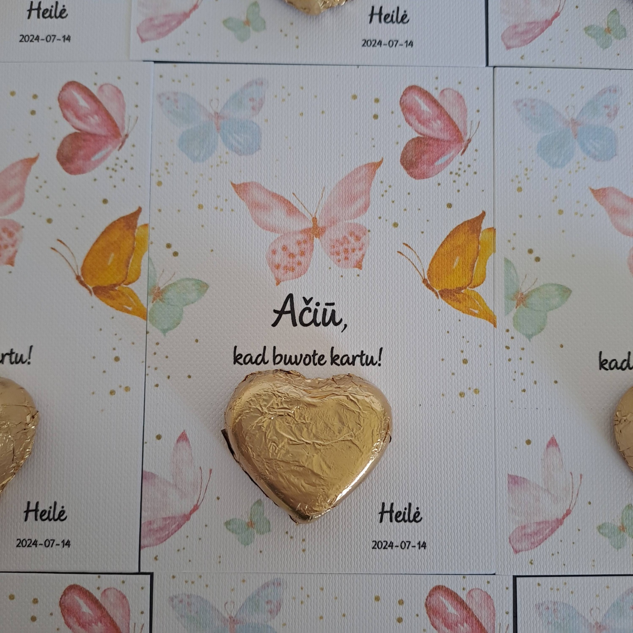 Padėkos kortelė su šokoladine širdele HEILĖ