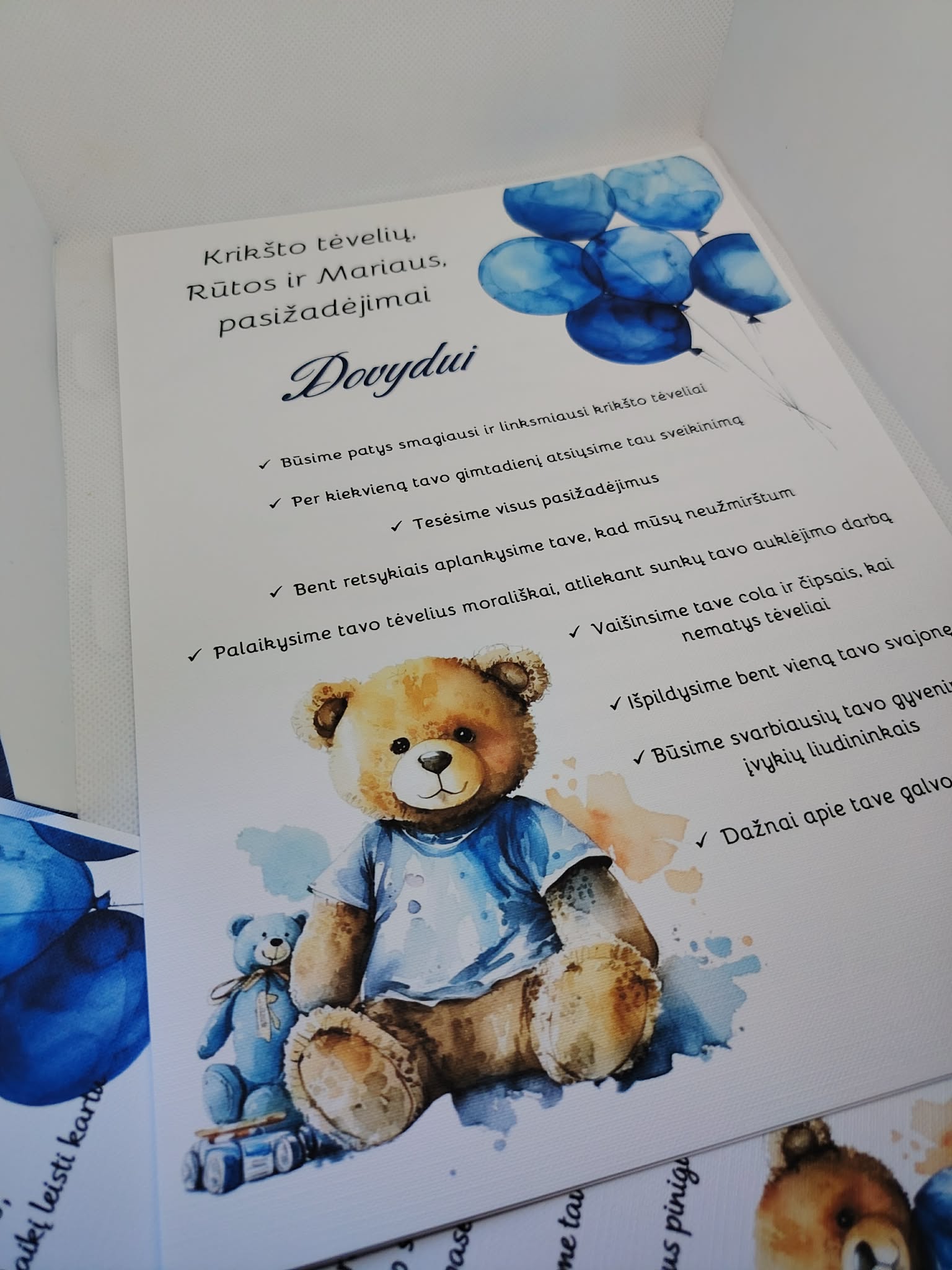Krikšto tėvelių pasižadėjimai DOVYDAS