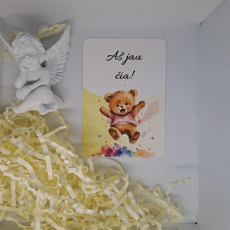 Kūdikio mėnesių kortelės "Geltonas meškiukas"