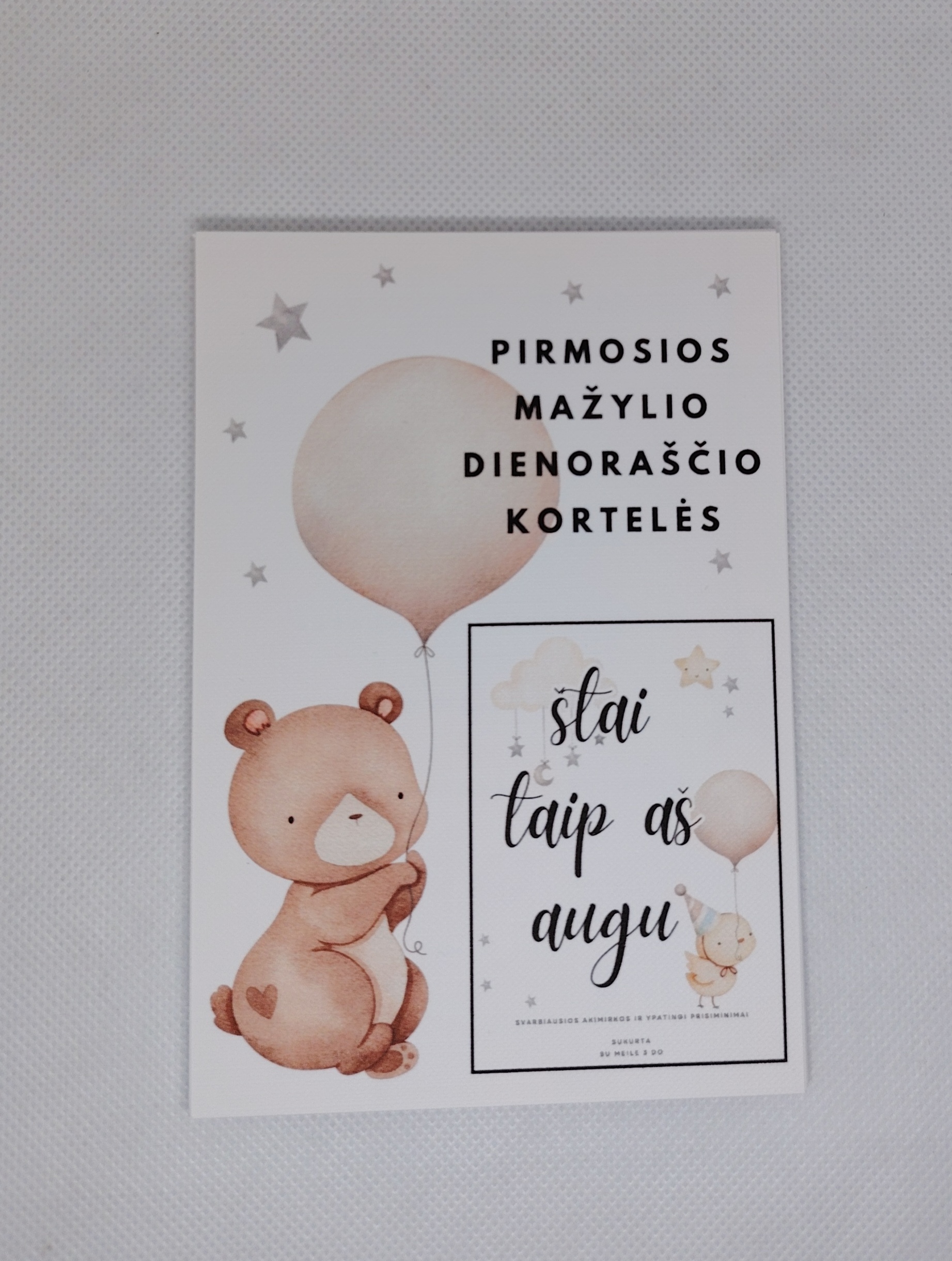 Pirmosios kūdikio dienoraščio kortelės